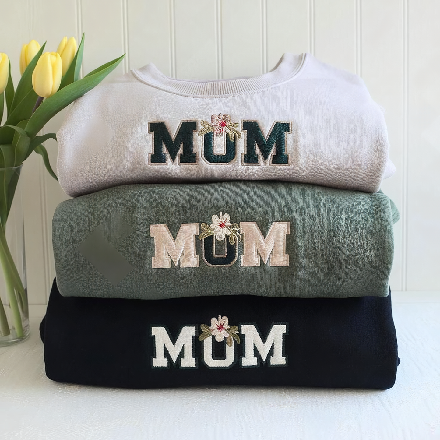 'Mom Flowers' Embroidered Sweatshirt | Gifts for Mom in Mother's Day