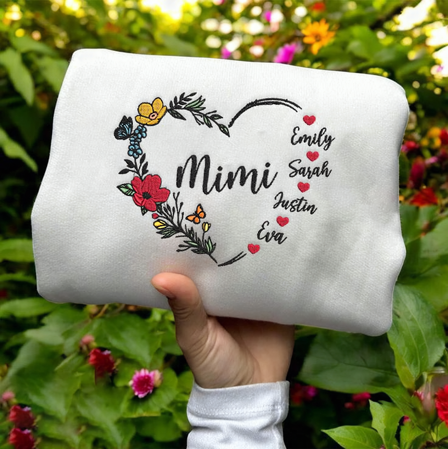 'Mimi' Floral Personalized Embroidered Sweatshirt | Gifts for Mom Grandmom in Mother's Day
