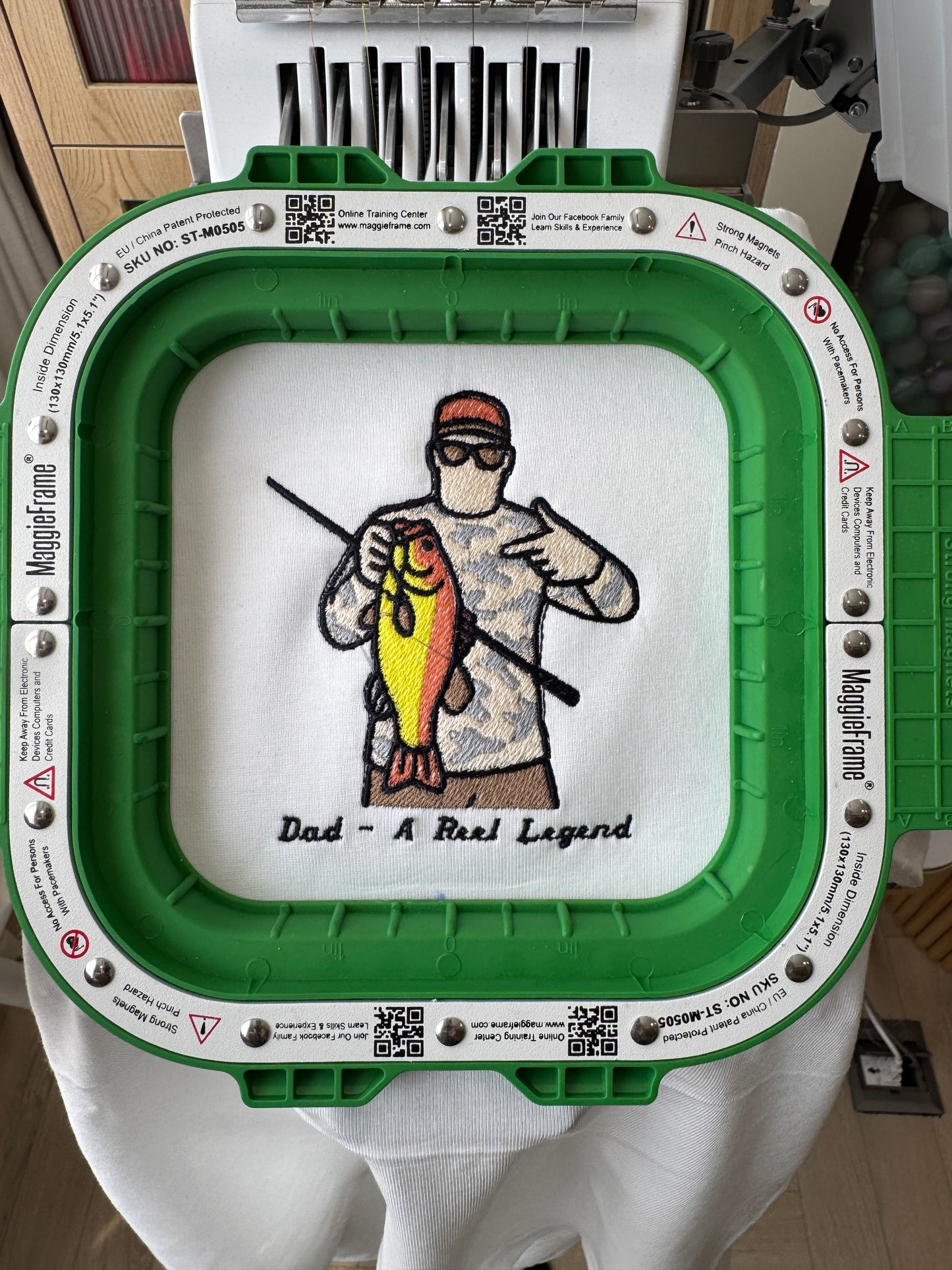 Personalized Embroidered T-shirt for Dad - Custom Fishing Photo & Text - Gift for Father's Day