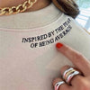 'Inspired By The Fear of Being Average' Embroidered T-Shirts